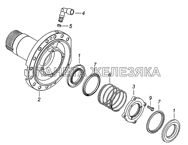 65115-3104010-20 Ступица заднего колеса с барабаном тормоза КамАЗ-43253 (Часть-1