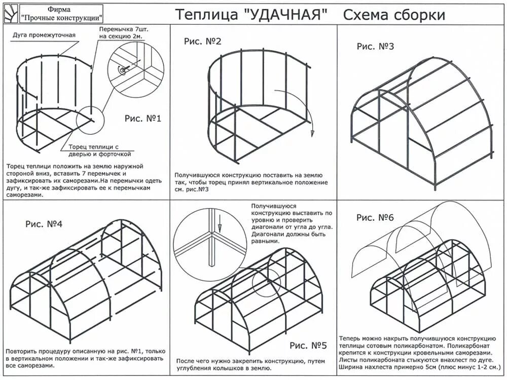 Порядок сборки теплицы Схема сбора теплицы из поликарбоната