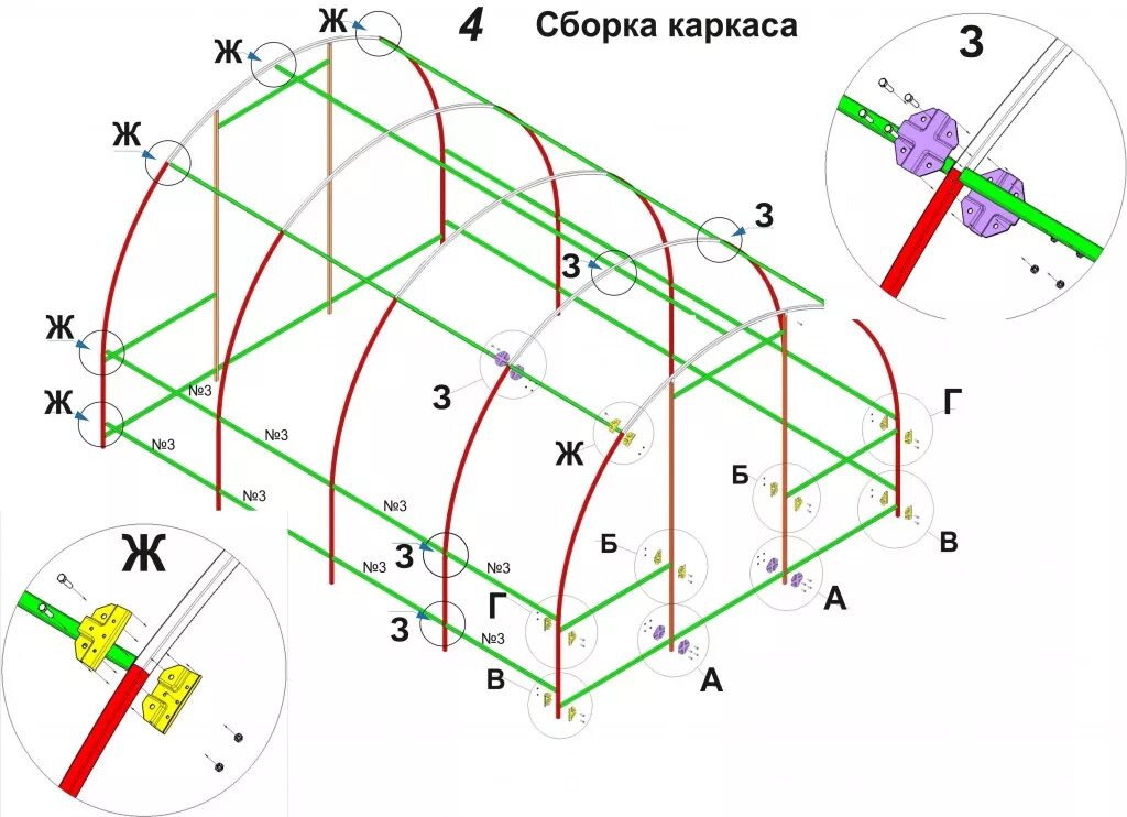 Порядок сборки теплицы Теплицы