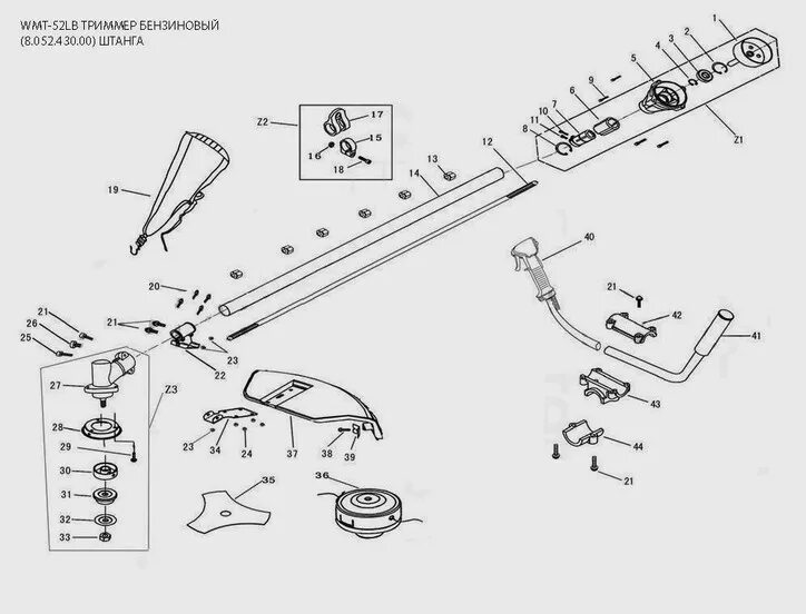 Порядок сборки триммера рд гв 435 Бензиновый триммер WATT WMT-52LB (8.052.430.00) - Multiservice