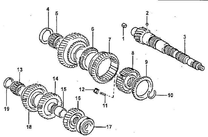 Порядок сборки вторичного вала Output shaft device (C50) (Toyota Carina T190, 1992-1996) - "Transmission: Mecha