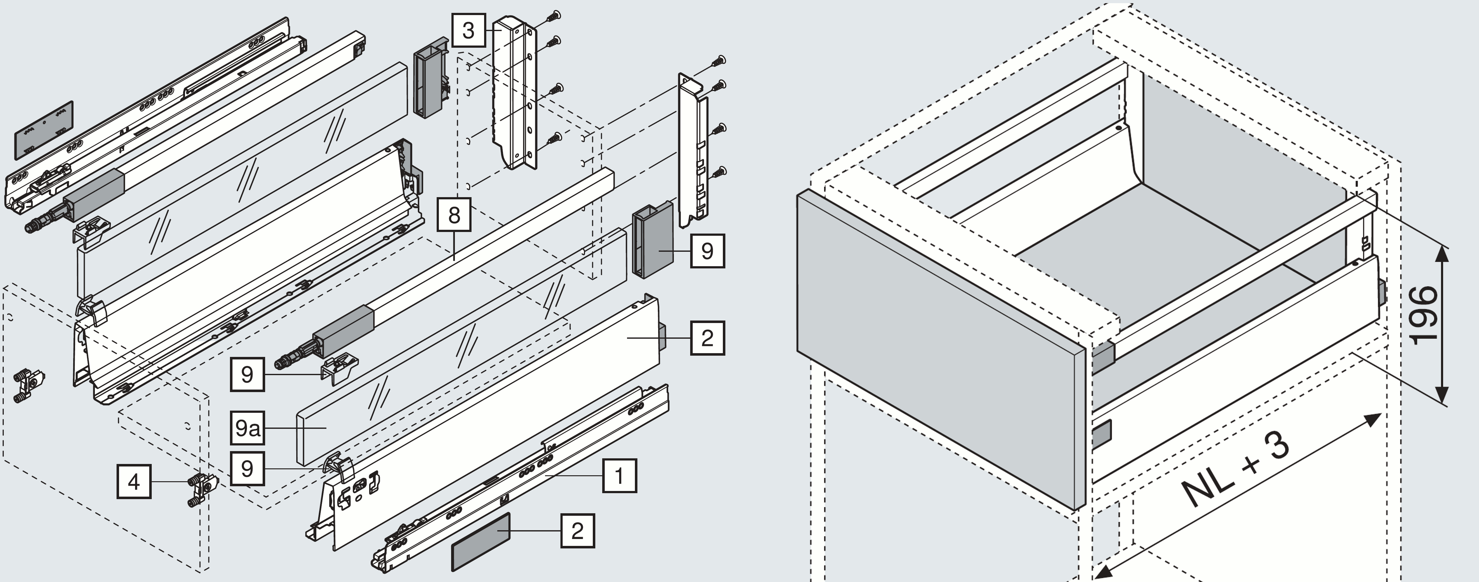 Порядок сборки ящика Szuflada BLUM TANDEMBOX ANTARO C szara/biała 270 - 650mm PHU GRAL