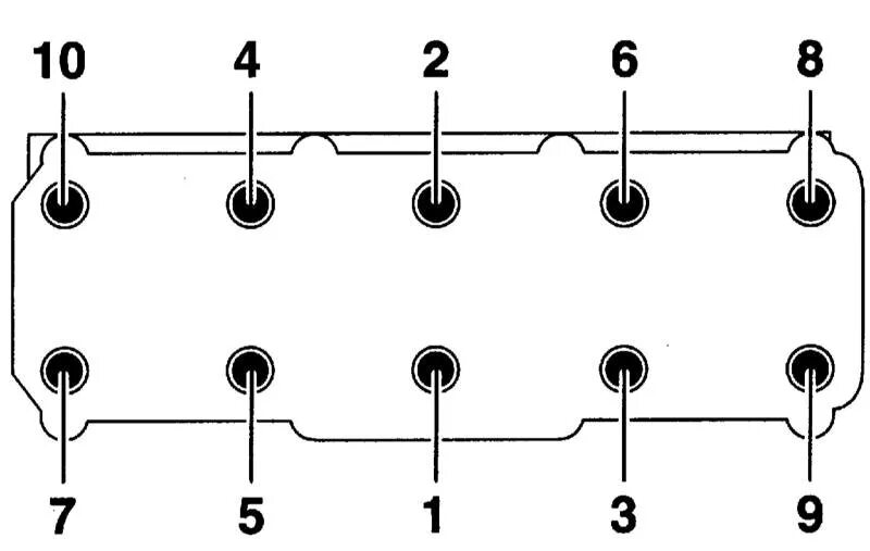 Порядок затяжки 8 болтов Removal and installation of a head of cylinders