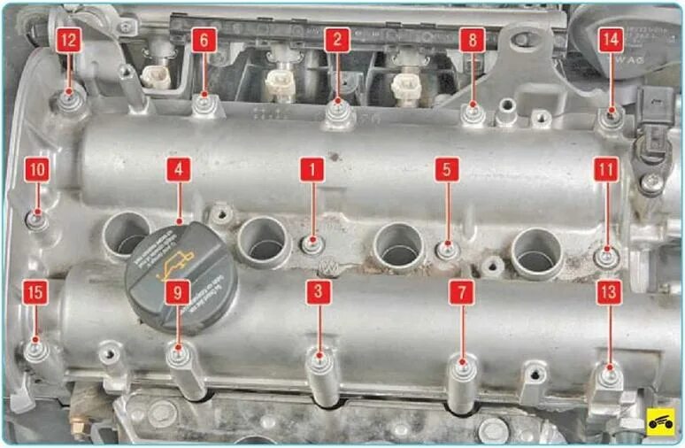 Порядок затяжки боковой крышки школа дв 1.2 Шкода Октавия Тур. ЗАМЕНА УПЛОТНЕНИЯ КРЫШКИ ГОЛОВКИ БЛОКА ЦИЛИНДРОВ ДВИГАТЕЛЯ 1,