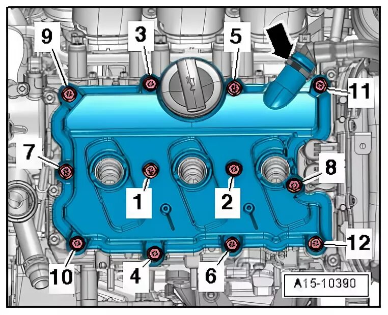 Порядок затяжки боковой крышки школа дв 1.2 Elsa online. ElsaWin. ElsaWeb. AudiGroupe motopropulseurMoteur a injection direc