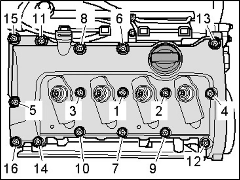 Порядок затяжки боковой крышки школа дв 1.2 Прокладка клапанной крышки ALT - Audi A4 (B7), 2 л, 2006 года поломка DRIVE2