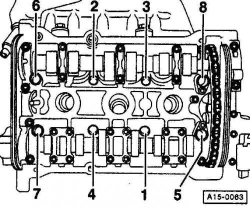 Порядок затяжки боковой крышки школа дв 1.2 Cylinder head (Audi A6 C4, 1994-1997 / Gasoline engines / 6 cylinder engines) Au