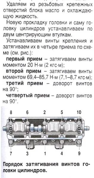 Порядок затяжки болтов 2109 Ремонт ГБЦ (Часть 2, промежуточная) - Lada Калина хэтчбек, 1,6 л, 2007 года свои