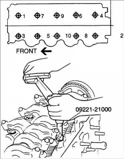 Порядок затяжки болтов гбц акцент Cylinder head - removal and installation (Hyundai Accent 2 1999-2005: Power unit