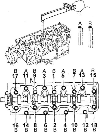 Порядок затяжки болтов гбц двигатель двигатель Installing the cylinder head (Toyota Dyna Y50/Y60, Y50, 1984-1995) - "Diesel eng