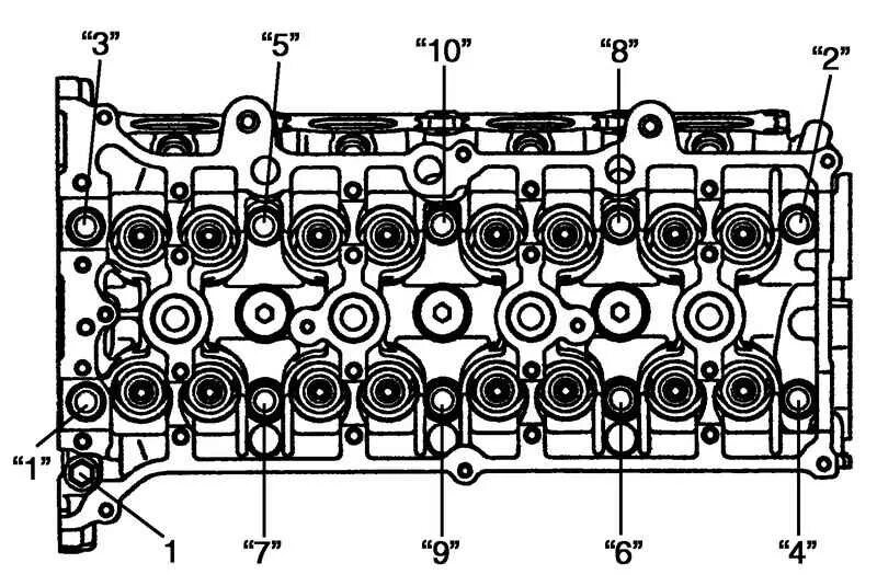 Порядок затяжки болтов гбц распредвала Ремонт Сузуки Лиана : Проверка распредвала, толкателя клапана и регулировочной п