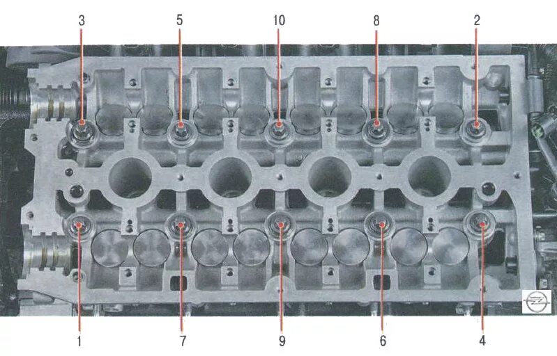 Порядок затяжки болтов гбц z18xer Replacing the cylinder head gasket Opel Astra H