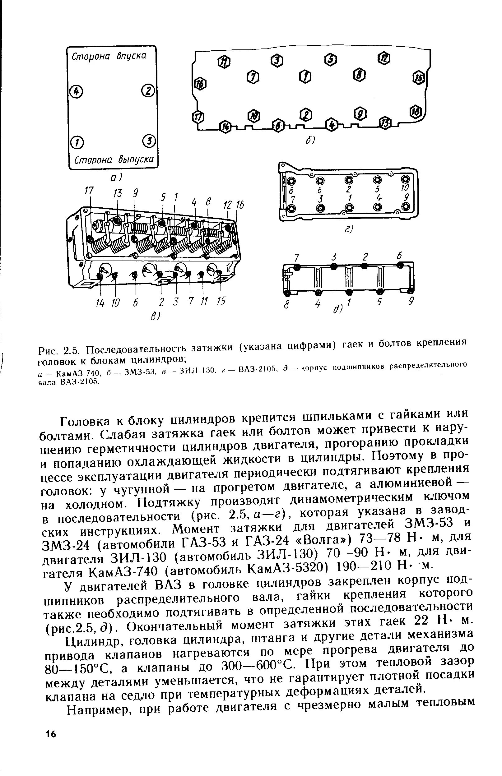 Порядок затяжки болтов головки камаз Последовательность затяжки гаек и болтов крепления головок к блокам цилиндров - 