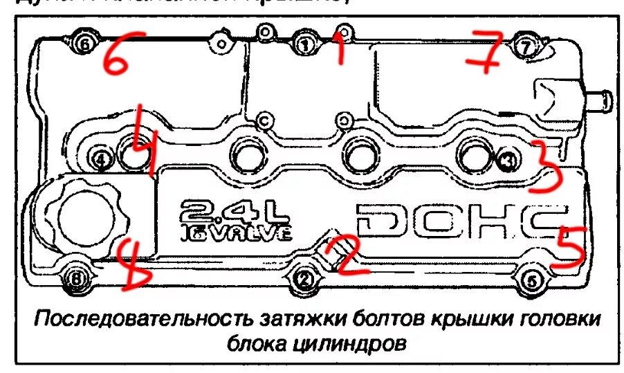 Порядок затяжки болтов головки на крайслер конкорд Прокладка клапанной крышки: замена - Chrysler Sebring (2G), 2,4 л, 2003 года сво