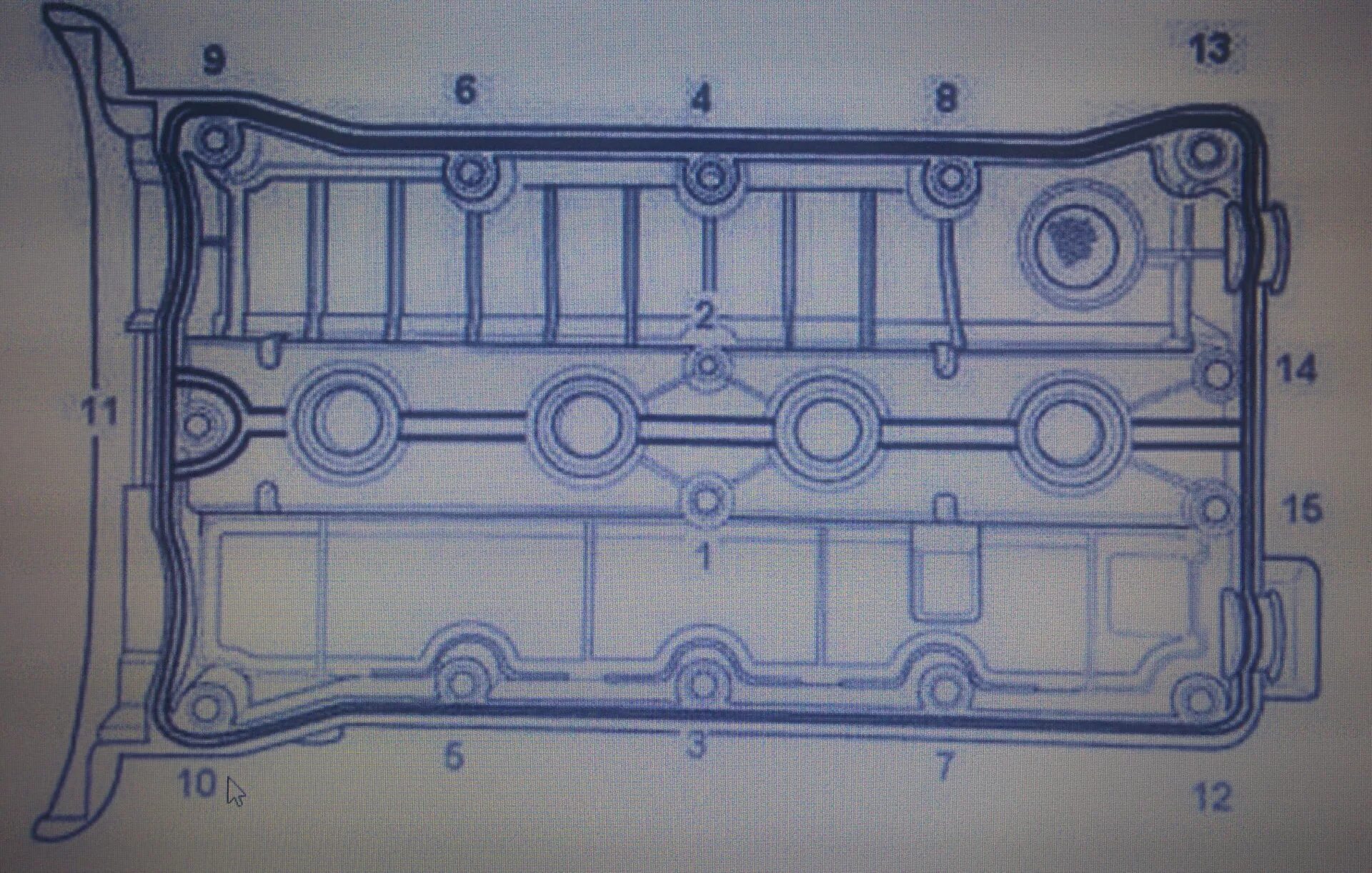 Порядок затяжки болтов клапанной крышки Замена прокладки клапанной крышки - Daewoo Nexia (N150), 1,6 л, 2012 года своими