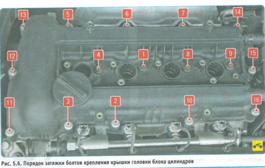 Порядок затяжки болтов клапанной крышки акцент 9. Регулировка клапанов G4FC - Hyundai Elantra (4G), 1,6 л, 2008 года своими рук