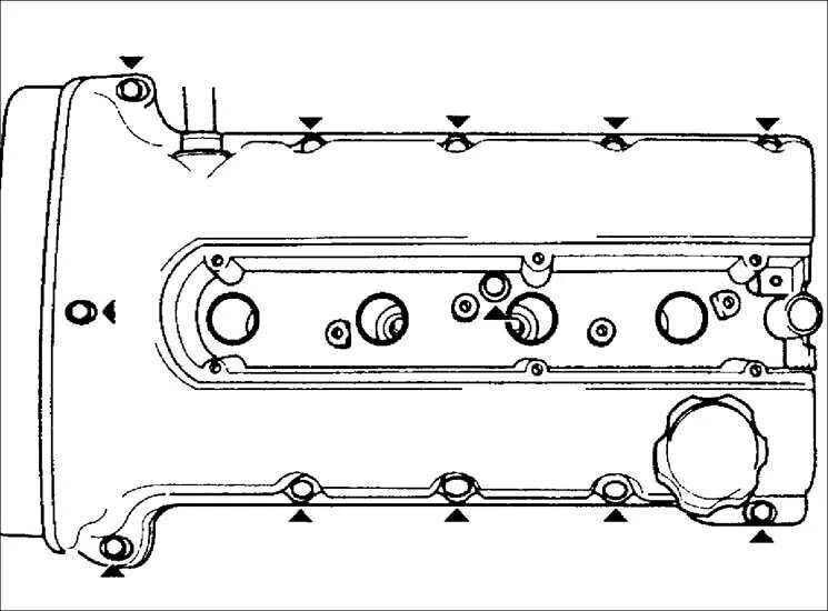 Порядок затяжки болтов клапанной крышки круз Ремонт Киа Сефия : Гидравлические компенсаторы зазоров клапанов Kia Sephia