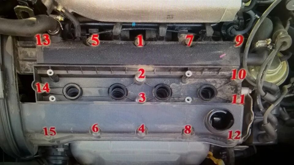 Порядок затяжки болтов клапанной крышки лачетти 1.6 Замена прокладки крышки клапанов - Daewoo Nexia (N150), 1,6 л, 2011 года своими 