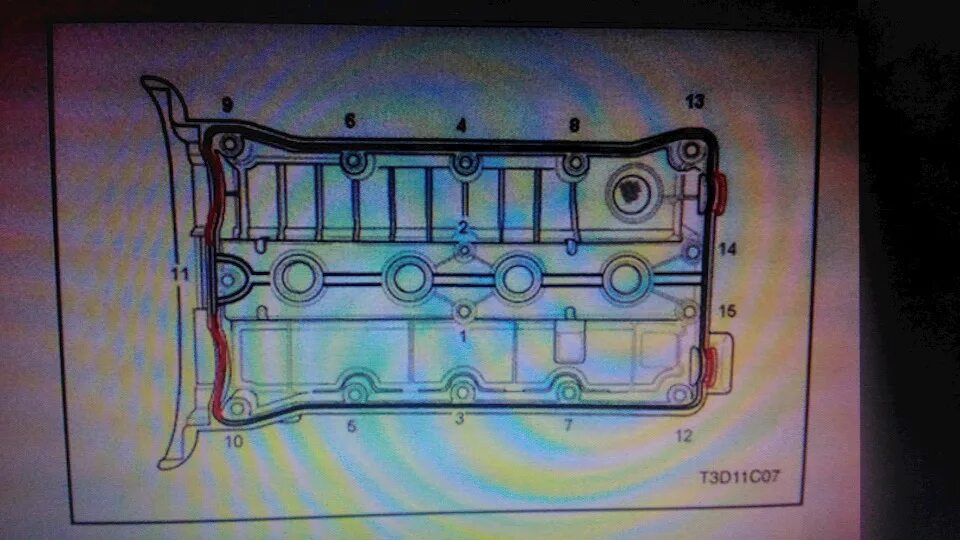 Порядок затяжки болтов клапанной крышки лачетти Замена прокладки клапанной крышки на 1.6_part 2 Victor Reinz 155345601 - Chevrol