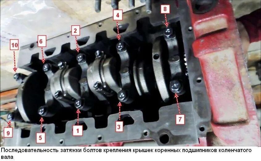 Порядок затяжки болтов коленвала ваз Момент затяжки болтов коренных и шатунных