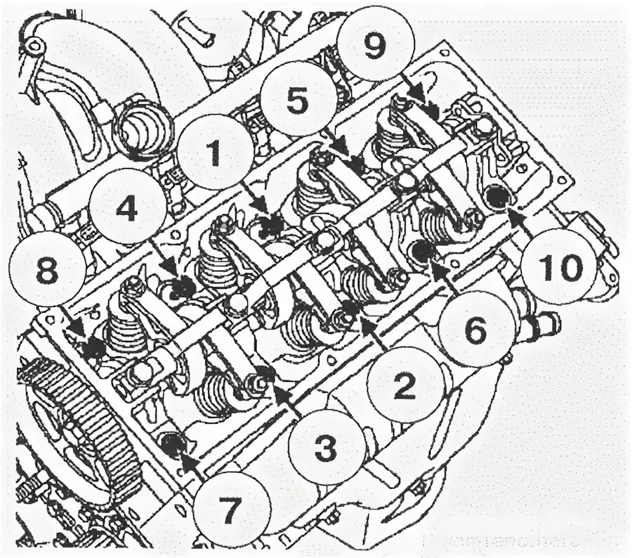 Порядок затяжки болтов оси коромысел рено логан Замена прокладки ГБЦ в двигателе K7M 702 - Renault Megane I, 1,6 л, 1997 года св