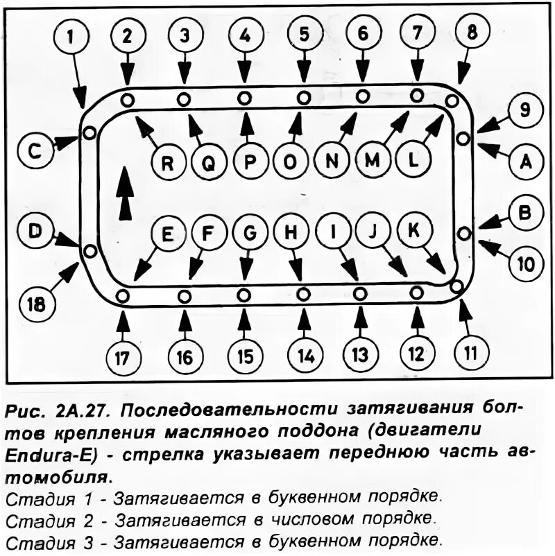 Порядок затяжки болтов поддона 6нр26 Oil pan (Engine / HCS and Endura-E engines / Ford Escort 5 1990-1997)