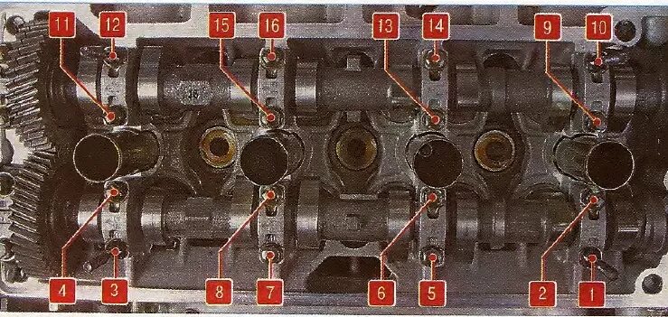 Порядок затяжки болтов постели распредвалов Снятие и установка распредвалов Джили МК