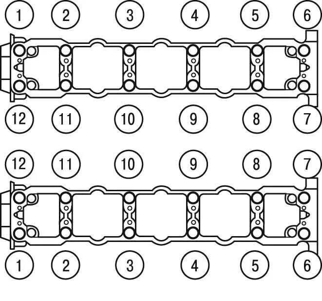 Порядок затяжки болтов постели распредвалов Порядок и момент затяжки ГБЦ на ВАЗ-2112 с 16-ю клапанами: болты