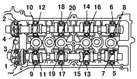 Порядок затяжки болтов распредвала змз 405 Ремонт Mazda 3 (Мазда 3) : Регулировка тепловых зазоров в механизме привода клап