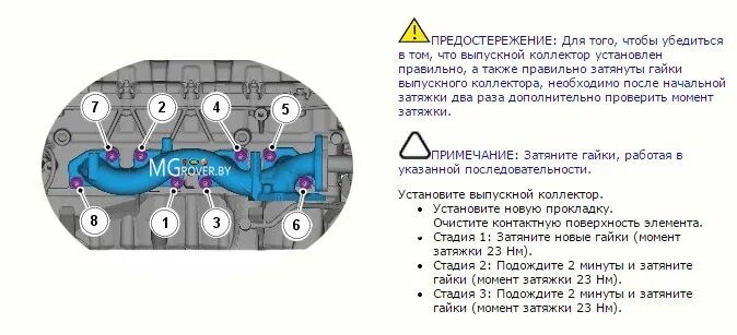 Порядок затяжки болтов выпускного коллектора Диагностика и ремонт Range Rover Sport 3.0 TDV6