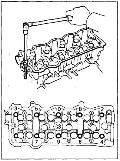 Порядок затяжки гбц 3s fe двигатель Замена прокладки ГБЦ, установка меток 4s-fe - Toyota Corona (T190), 1,8 л, 1992 