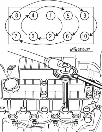 Порядок затяжки гбц ховер 2.4 Cylinder head gasket - removal and installation (Mitsubishi Carisma, 1995-2004) 