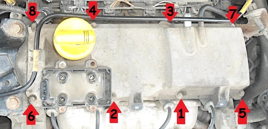 Порядок затяжки гбц логан 1.6 8 Замена прокладки клапанной крышки - Renault Symbol, 1,4 л, 2005 года плановое ТО