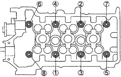 Порядок затяжки гбц матиз 0.8 схема Галоўка блока цыліндраў - зняцце і ўстаноўка (Таёта Дуэт, M100, 1998-2004) - "Сі