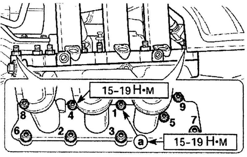 Порядок затяжки гбц матиз 0.8 схема Ремонт Дэу Матиз : Впускной коллектор Daewoo Matiz