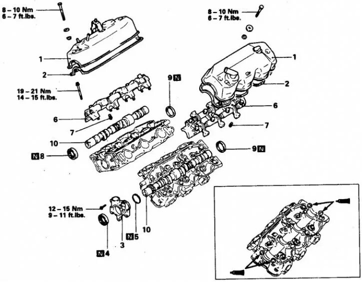 Порядок затяжки гбц митсубиси паджеро спорт 3 Camshafts and supports - removal and installation (Mitsubishi Pajero 1 and 2, 19