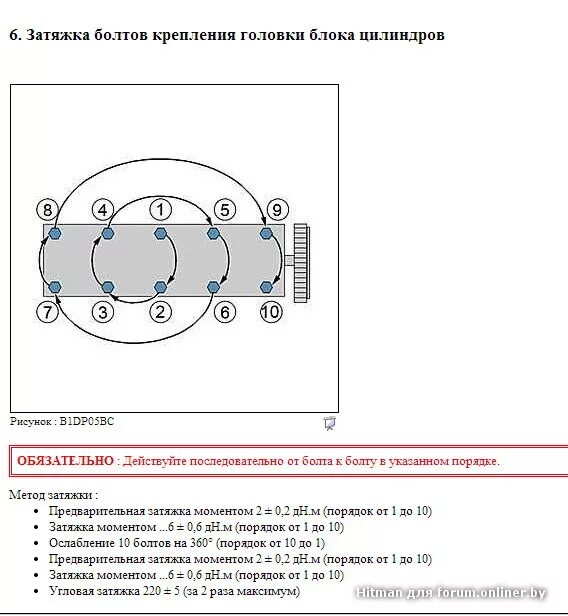 Момент затяжки ГБЦ на Шевроле Ланос