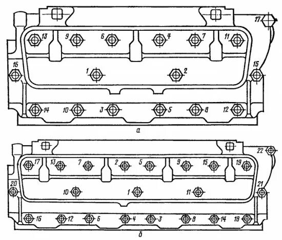 Порядок затяжки гбц смд 14 Корпусные детали дизеля СМД-66 (СМД-86)