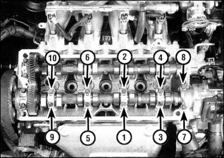 Порядок затяжки гбц тойота королла Ремонт Тойота Королла : Распредвалы и толкатели (двигатели 1,6 и 1,8 л) Toyota C