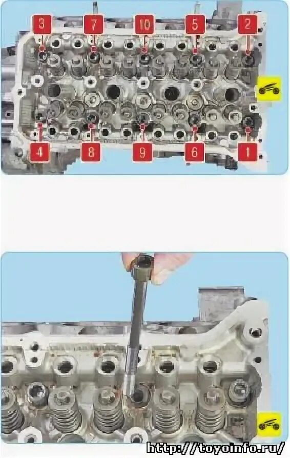 Порядок затяжки гбц тойота королла Головка блока цилиндров Тойота Королла 150