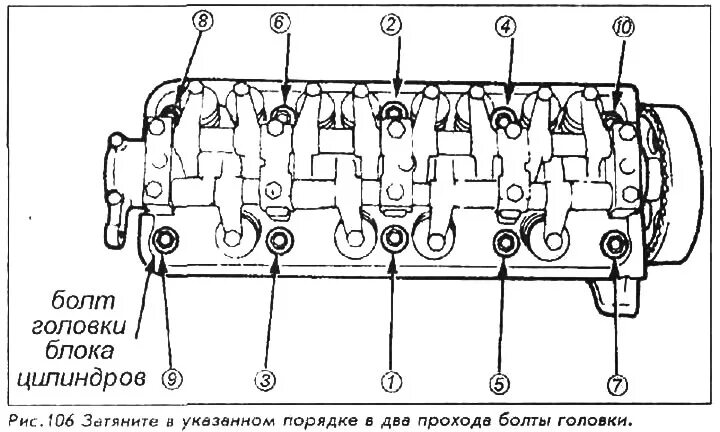 Порядок затяжки головки 2108 Cylinder head - 1984-89 Accord and Prelude, SOHC engine (Honda Accord 3, 1985-19