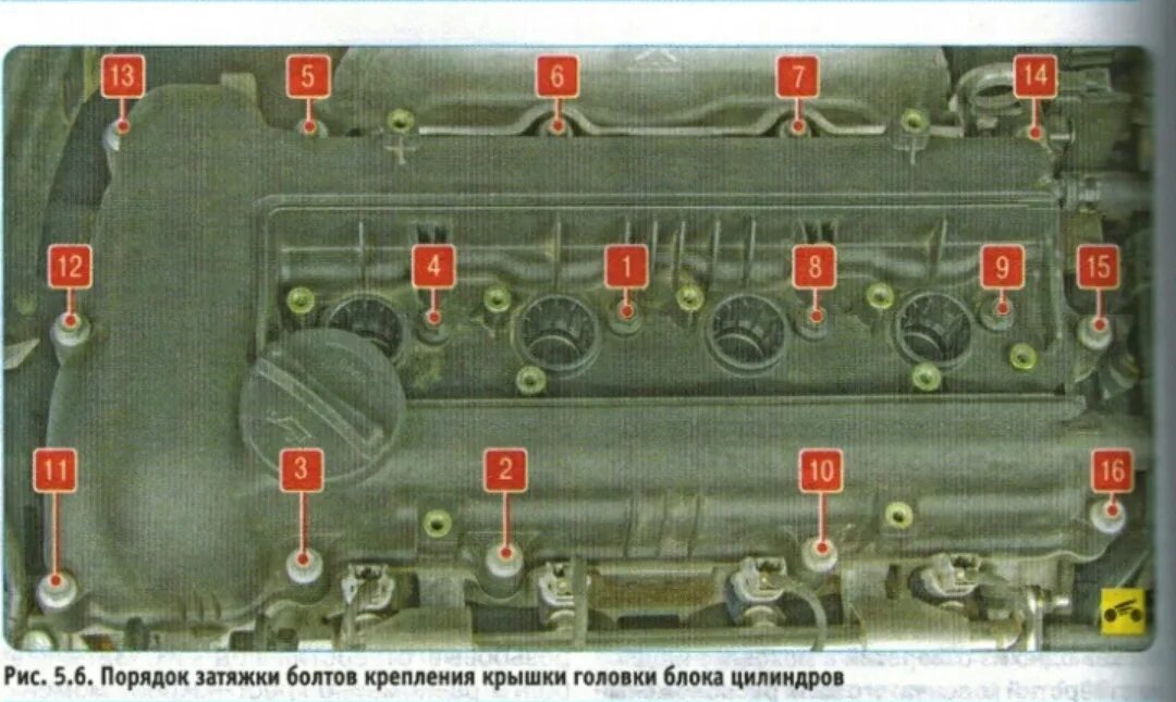 Порядок затяжки клапанной Замена прокладки клапанной крышки 1.6. - KIA Rio (3G), 1,6 л, 2016 года плановое