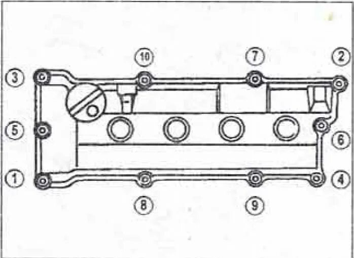 Порядок затяжки клапанной крышки 406 двигателя Автомобили с бензиновым двигателем GA16DE - Снятие* - Неофициальный сайт Nissan