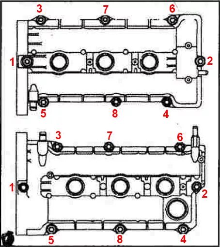 Порядок затяжки клапанной крышки hyundai accent Замена прокладок на клапанных крышках - Hyundai Tucson (JM), 2,7 л, 2007 года св