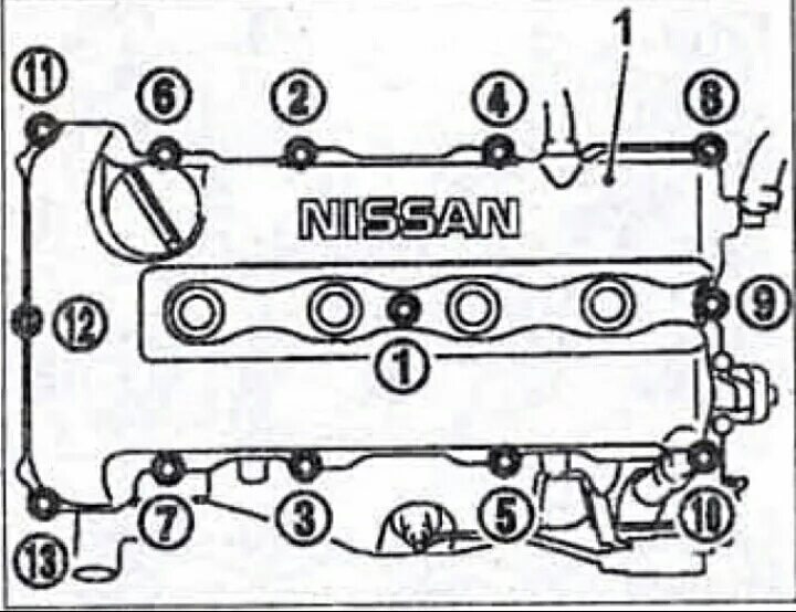 Порядок затяжки клапанной крышки ниссан альмера классик Клапанная крышка покраска(+термоэкран+бочок ГУР) - Nissan Primera (P10), 2 л, 19
