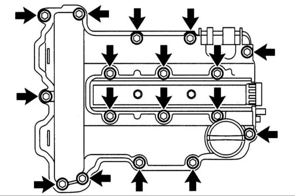 Порядок затяжки клапанной крышки опель астра 1.6 Замена уплотнения клапанной крышки - Opel Corsa B, 1,2 л, 1997 года расходники D