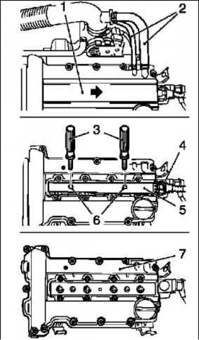 Порядок затяжки клапанной крышки опель астра Праверка страты ціску ў рухавіку (рухавікі 1,4-1,6 л) (Опель Корса С 2000-2006, 