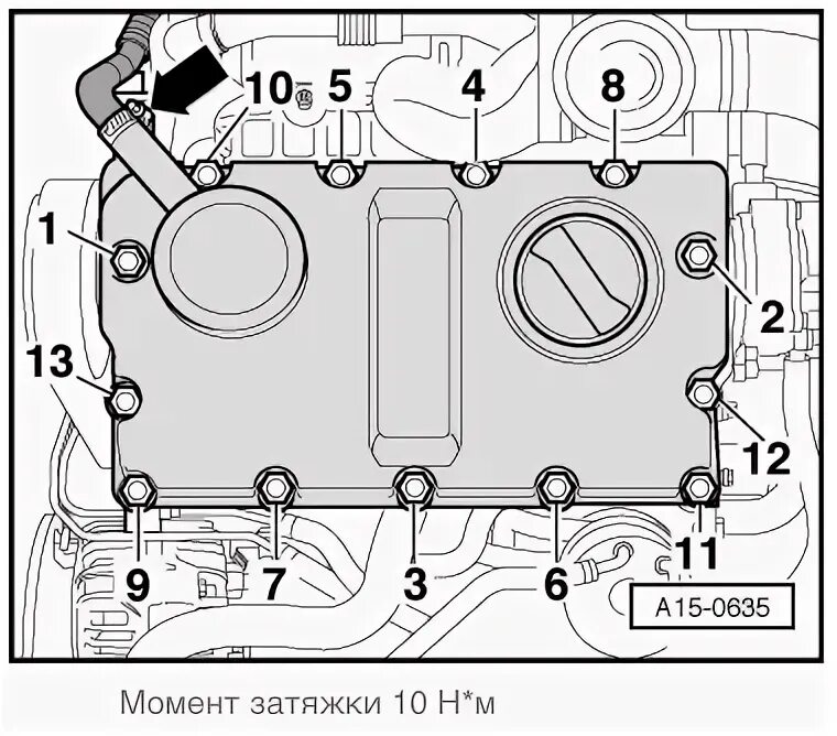 Порядок затяжки клапанной крышки пассат б5 Замена болтов крепления и колец (ремкомплектов) на насос-форсунках. - Volkswagen