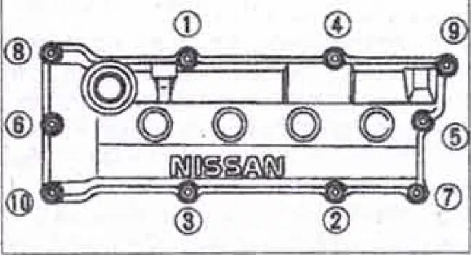 Порядок затяжки клапанной крышки змз Замена прокладки крышки ГБЦ - Nissan Sunny (B14), 1,6 л, 1996 года своими руками