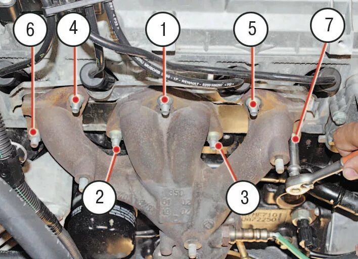 Порядок затяжки коллектора ваз 2106 Renault Logan exhaust manifold gasket replacement